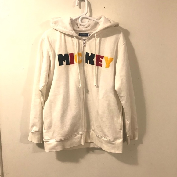 Disneyland Paris Mickey hoodie women 2X white embroidery cotton spell out Mickey - Picture 14 of 14